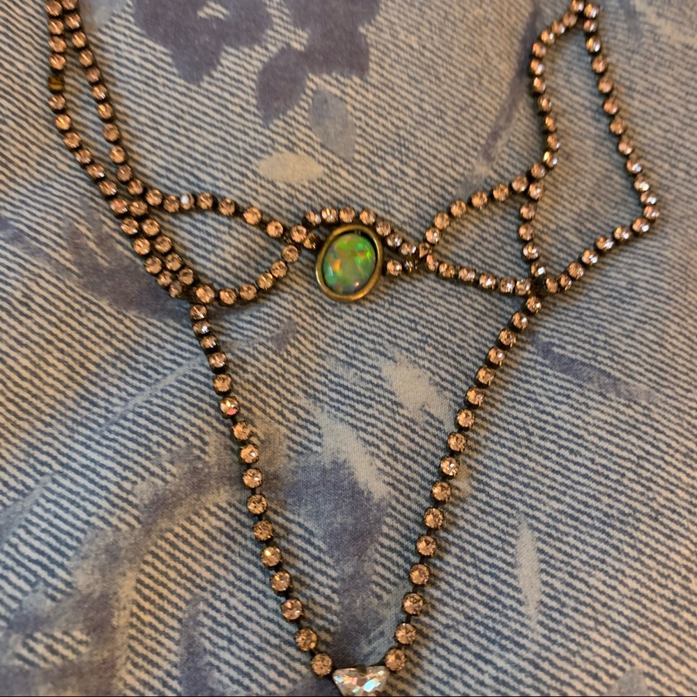Vintage Pink Rhinestone & Opal Choker Necklace